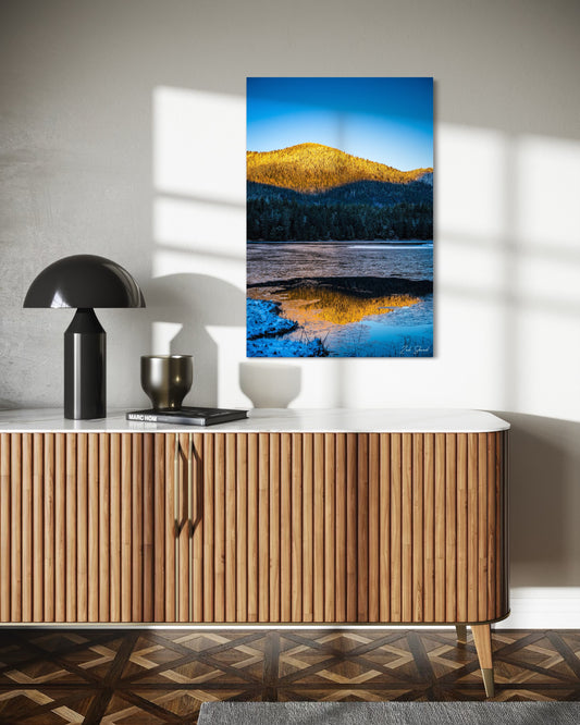 Winter Serenity: A Mountain's Golden Embrace - Wall Art Photo Print - Zack Stewart Photography