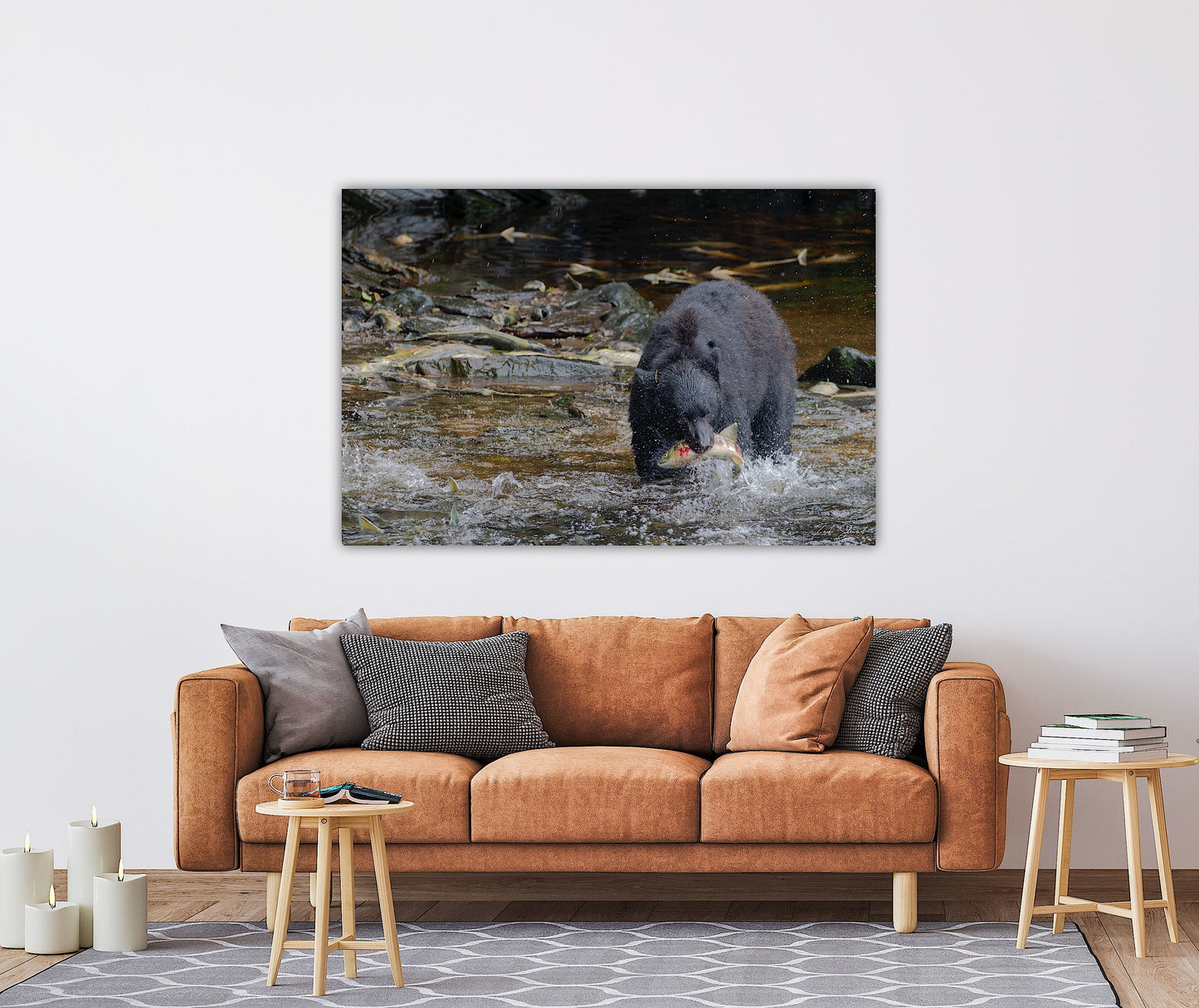 "The Catch" Black Bear with Salmon - Wall Art Photo Print