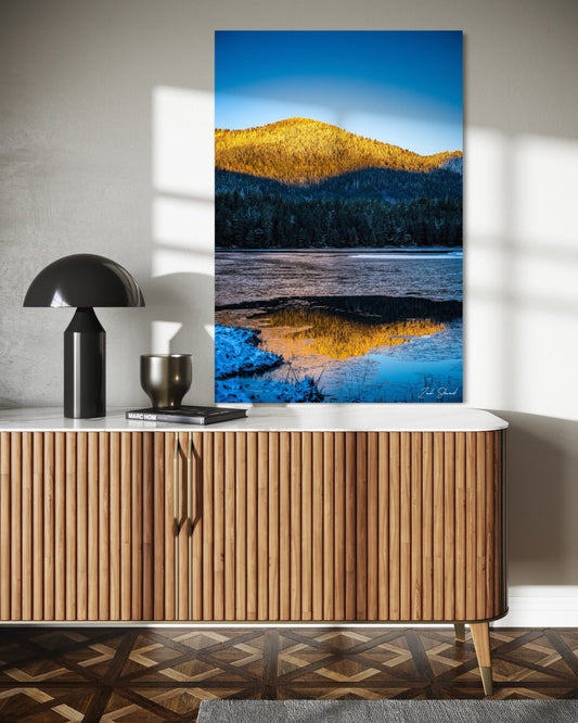 Winter Serenity: A Mountain's Golden Embrace - Wall Art Photo Print - Zack Stewart Photography